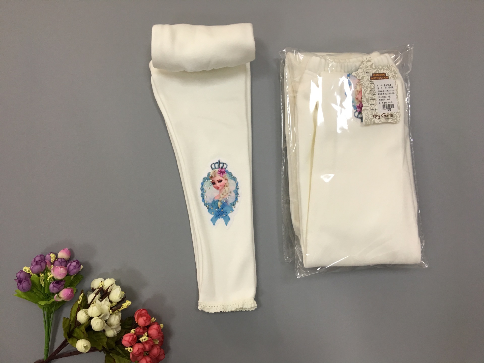 F68132-1 White velvet girls leggings tights Korea style children s clothes
